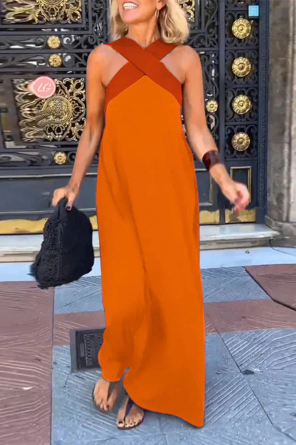 CARYS – WOMEN'S CROSS BACKLESS SLEEVELESS DRESS