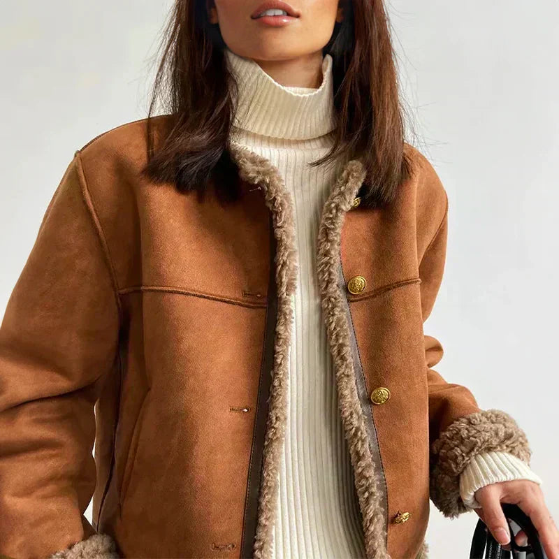 LENA – FAUX SHEARLING LINED JACKET