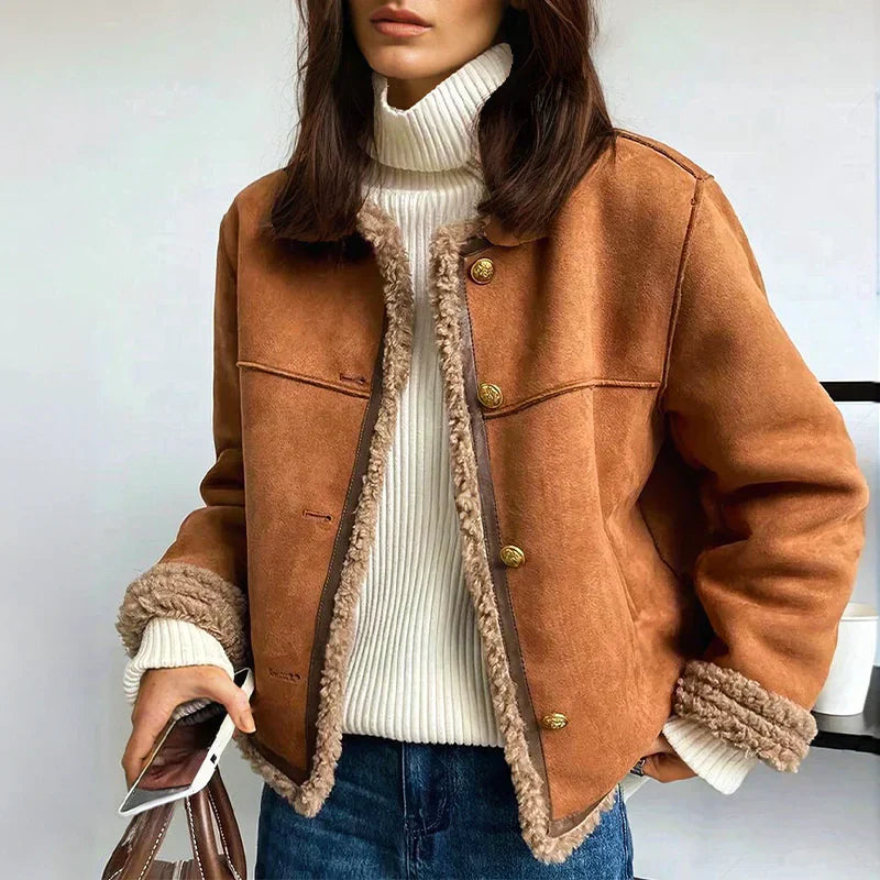 LENA – FAUX SHEARLING LINED JACKET