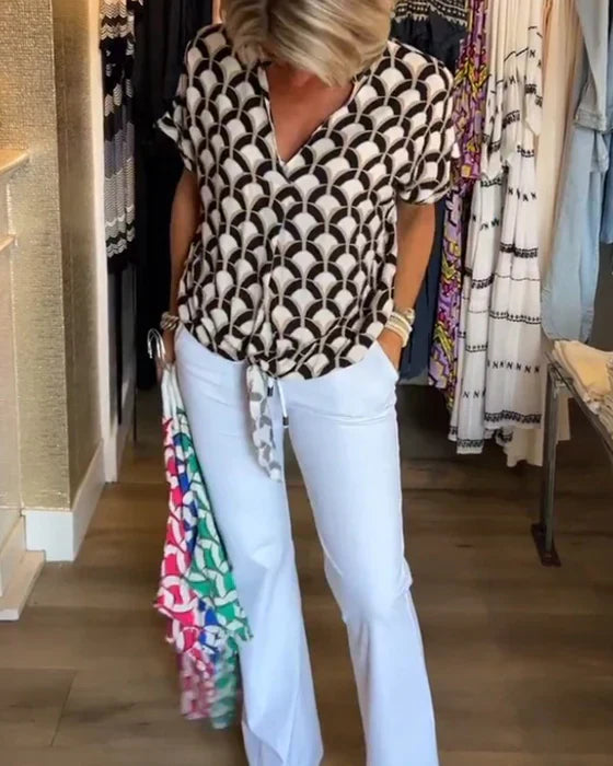 Audrey | Casual Top with Print and V-Neck